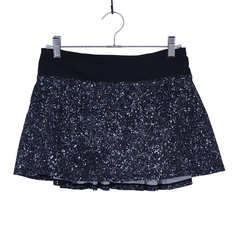 Lululemon Splatter White Circuit Breaker Skort Black Activewear Skirt Women's 4